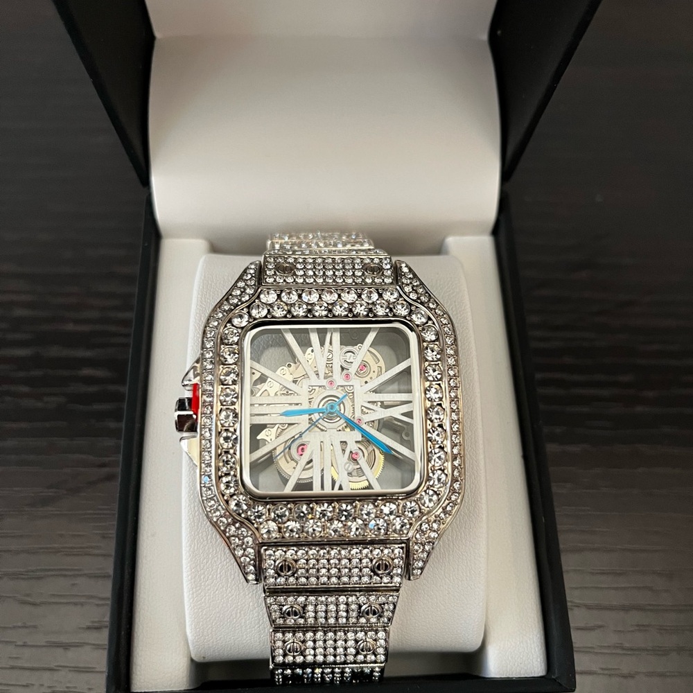 Elegant Silver Watch with Crystal Accents